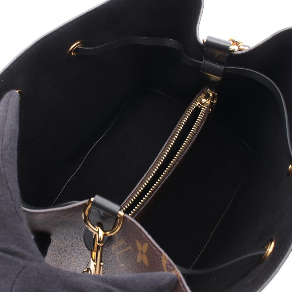 Louis Vuitton NeoNoe Canvas Shoulder Bag Brown Monogram Leather Black - Picture 3 of 5
